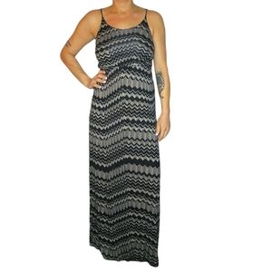 Lush Maxi Tank Dress Black Grey Size Small Scoop Neck